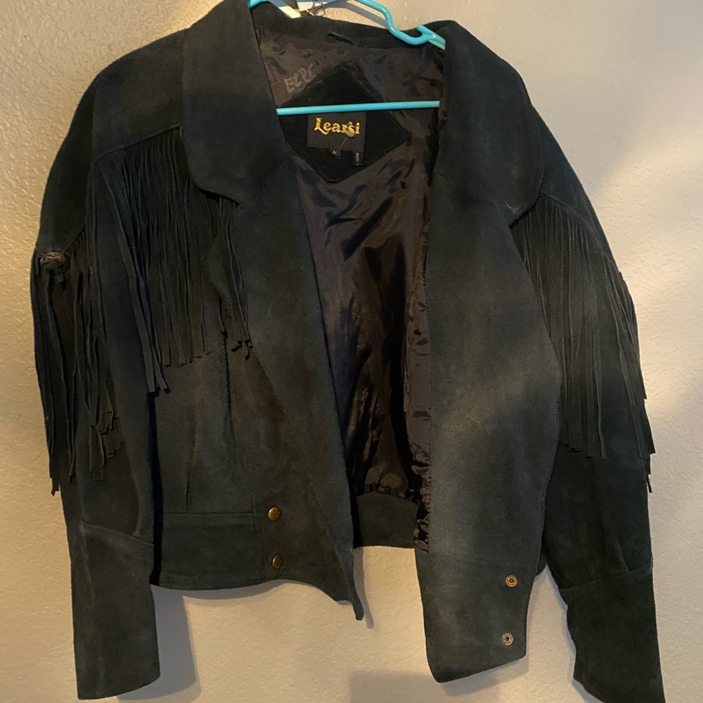 Vintage leather jacket with fringe